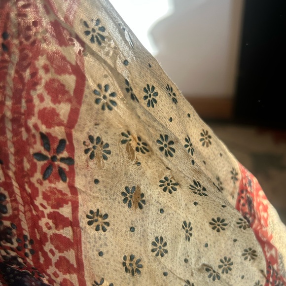 Vintage 60s/70s Indian Cotton Gauze Blockprint Midi Boho Hippie Dress Size L - Picture 13 of 16